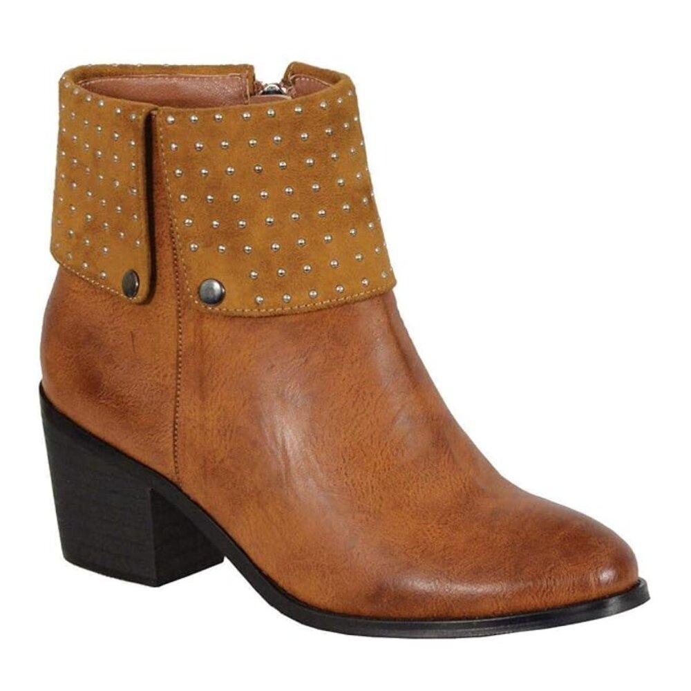 "NEW" Milwaukee Leather MBL9401 Women's Short‎ Cognac Round Toe Boots - Size 7